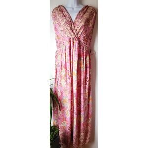 Easel Womens Pink Boho Grecian Sleeveless Dress Size Large Resort Wear Wedding